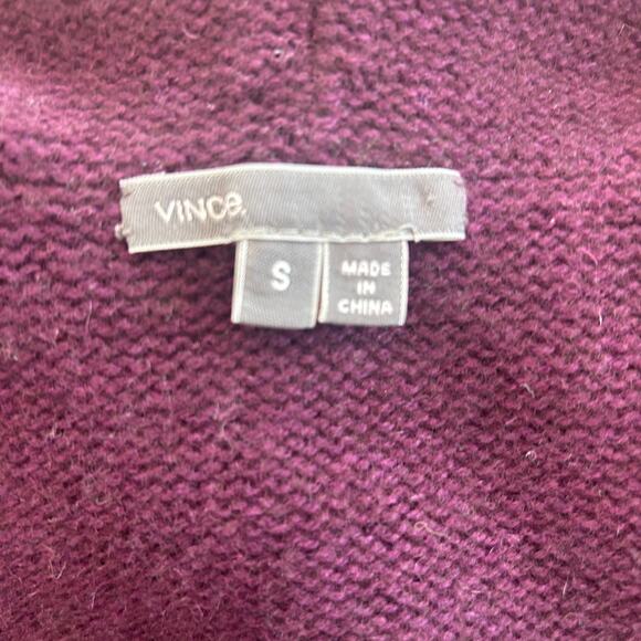 Vince Burgundy Hooded Yak / Wool  Open Cardigan Sweater Womens Size Small - Picture 6 of 6